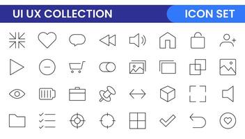 UI UX line icon set. linear UI UX icons for web design and application. UI and UX big bold line icons kit. UI and UX linear icon set for user interface designs. vector