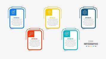 Five Step Infographic design element template for presentation. info graphic illustration. process diagram and presentations step, banner, flow chart, 5 option template. vector