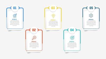 Five Step Infographic design element template for presentation. info graphic illustration. process diagram and presentations step, banner, flow chart, 5 option template. vector