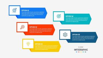 Five Step Infographic design element template for presentation. info graphic illustration. process diagram and presentations step, banner, flow chart, 5 option template. vector
