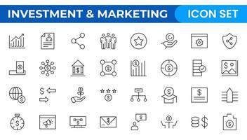 SEO and promotion line icons collection. Big UI icon set. Thin outline pack. set of marketing icons, SEO, website, social media, sales online advertising. Solid symbol illustration. vector