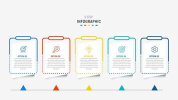 Five Step Infographic design element template for presentation. info graphic illustration. process diagram and presentations step, banner, flow chart, 5 option template. vector