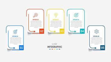Five Step Infographic design element template for presentation. info graphic illustration. process diagram and presentations step, banner, flow chart, 5 option template. vector