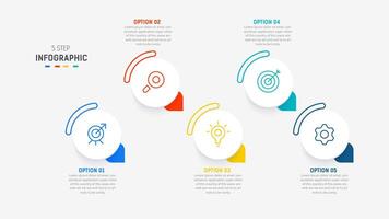 Five Step Infographic design element template for presentation. info graphic illustration. process diagram and presentations step, banner, flow chart, 5 option template. vector