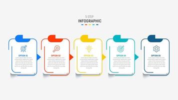Five Step Infographic design element template for presentation. info graphic illustration. process diagram and presentations step, banner, flow chart, 5 option template. vector