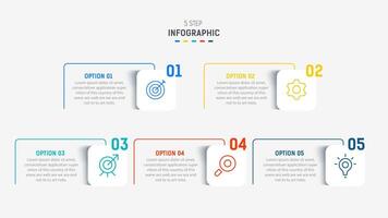 Five Step Infographic design element template for presentation. info graphic illustration. process diagram and presentations step, banner, flow chart, 5 option template. vector