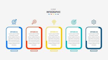 Five Step Infographic design element template for presentation. info graphic illustration. process diagram and presentations step, banner, flow chart, 5 option template. vector