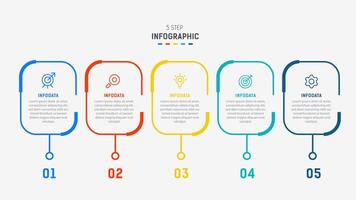 Five Step Infographic design element template for presentation. info graphic illustration. process diagram and presentations step, banner, flow chart, 5 option template. vector