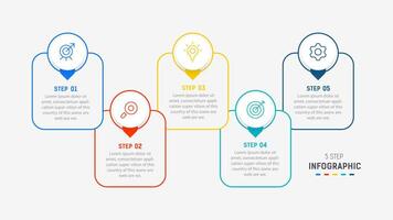 Five Step Infographic design element template for presentation. info graphic illustration. process diagram and presentations step, banner, flow chart, 5 option template. vector