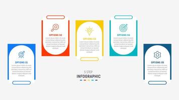 Five Step Infographic design element template for presentation. info graphic illustration. process diagram and presentations step, banner, flow chart, 5 option template. vector
