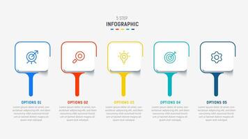 Five Step Infographic design element template for presentation. info graphic illustration. process diagram and presentations step, banner, flow chart, 5 option template. vector