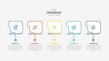 Five Step Infographic design element template for presentation. info graphic illustration. process diagram and presentations step, banner, flow chart, 5 option template. vector