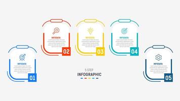 Five Step Infographic design element template for presentation. info graphic illustration. process diagram and presentations step, banner, flow chart, 5 option template. vector