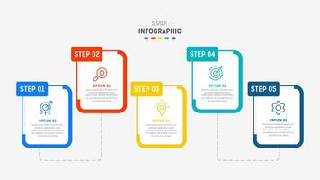Five Step Infographic design element template for presentation. info graphic illustration. process diagram and presentations step, banner, flow chart, 5 option template. vector