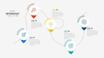 Five Step Infographic design element template for presentation. info graphic illustration. process diagram and presentations step, banner, flow chart, 5 option template. vector