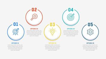 Five Step Infographic design element template for presentation. info graphic illustration. process diagram and presentations step, banner, flow chart, 5 option template. vector