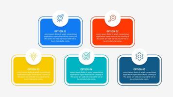 Five Step Infographic design element template for presentation. info graphic illustration. process diagram and presentations step, banner, flow chart, 5 option template. vector