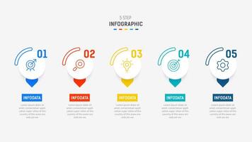 Five Step Infographic design element template for presentation. info graphic illustration. process diagram and presentations step, banner, flow chart, 5 option template. vector