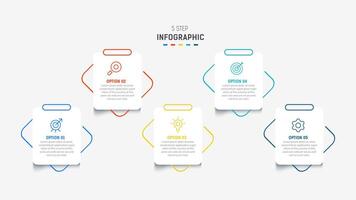 Five Step Infographic design element template for presentation. info graphic illustration. process diagram and presentations step, banner, flow chart, 5 option template. vector