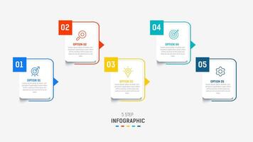Five Step Infographic design element template for presentation. info graphic illustration. process diagram and presentations step, banner, flow chart, 5 option template. vector