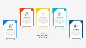 Five Step Infographic design element template for presentation. info graphic illustration. process diagram and presentations step, banner, flow chart, 5 option template. vector