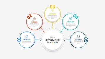 Five Step Infographic design element template for presentation. info graphic illustration. process diagram and presentations step, banner, flow chart, 5 option template. vector