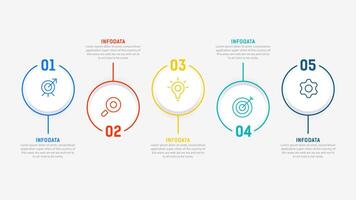 Five Step Infographic design element template for presentation. info graphic illustration. process diagram and presentations step, banner, flow chart, 5 option template. vector