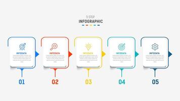 Five Step Infographic design element template for presentation. info graphic illustration. process diagram and presentations step, banner, flow chart, 5 option template. vector