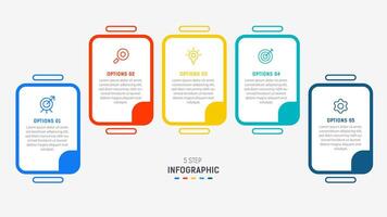 Five Step Infographic design element template for presentation. info graphic illustration. process diagram and presentations step, banner, flow chart, 5 option template. vector