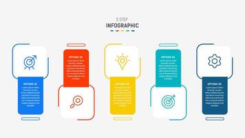 Five Step Infographic design element template for presentation. info graphic illustration. process diagram and presentations step, banner, flow chart, 5 option template. vector