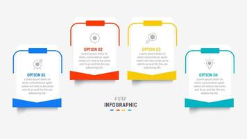 Four Step Infographic design element template for presentation. info graphic illustration. process diagram and presentations step, banner, flow chart, 4 option template. vector