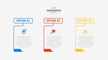 Three Step Infographic label design template with line icons. process steps diagram, presentations, workflow layout, banner, flow chart, info graph illustration. vector