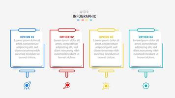 Four Step Infographic design element template for presentation. info graphic illustration. process diagram and presentations step, banner, flow chart, 4 option template. vector