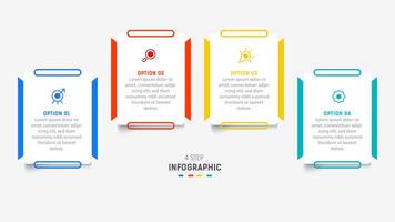 Four Step Infographic design element template for presentation. info graphic illustration. process diagram and presentations step, banner, flow chart, 4 option template. vector