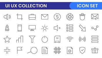 UI UX line icon set. linear UI UX icons for web design and application. UI and UX big bold line icons kit. UI and UX linear icon set for user interface designs. vector