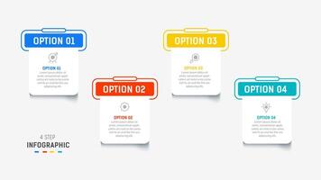 Four Step Infographic design element template for presentation. info graphic illustration. process diagram and presentations step, banner, flow chart, 4 option template. vector
