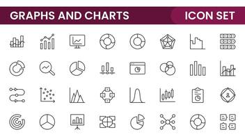 Graphs and charts icon set. Business growing bar graph icons. Statistics and analytics icon. Statistic and data, charts diagrams, money, down or up arrow vector