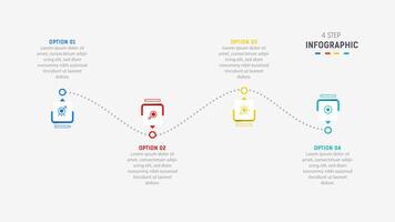 Four Step Infographic design element template for presentation. info graphic illustration. process diagram and presentations step, banner, flow chart, 4 option template. vector