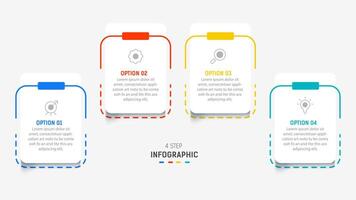 Four Step Infographic design element template for presentation. info graphic illustration. process diagram and presentations step, banner, flow chart, 4 option template. vector
