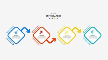 Four Step Infographic design element template for presentation. info graphic illustration. process diagram and presentations step, banner, flow chart, 4 option template. vector