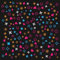 coloring heart, star and few shape with outline shape and a black background vector