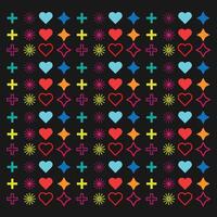 coloring heart, star and few shape with outline shape and a black background vector