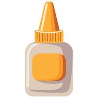 A bottle of glue with a yellow cap. The bottle is sitting on a white background vector