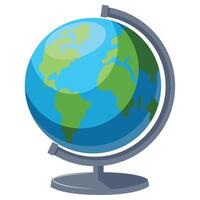 A globe with a blue and green color. The globe is a representation of the Earth vector