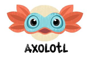 Axolotl. isolated illustration with lettering vector