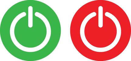 green and red power icon set . Power switch button with turn on off icons . Shut down and turn on icons . illustration vector