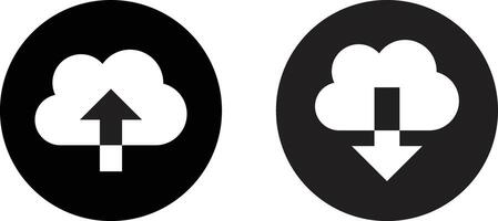 Upload and download cloud icon set . Cloud download and upload icons . illustration vector