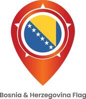 flat map marker icon with bosnia herzegovina flag isolated on white background vector