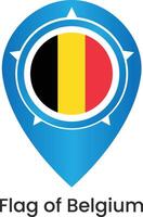 Belgium map pin icon isolated on white background . Belgium flag map marker pin icon . Belgium location pin icon vector