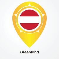Map pointer with flag of Greenland. vector